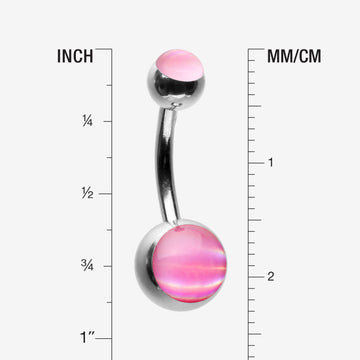 Detail View 1 of Iridescent Holographic Sparkle Belly Button Ring-Pink